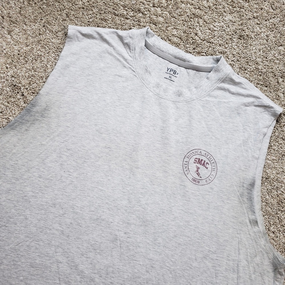 Santa‎ Monica Athletic ClubShirt Mens XL Gray Sleeveless Graphic Athletic YPB *